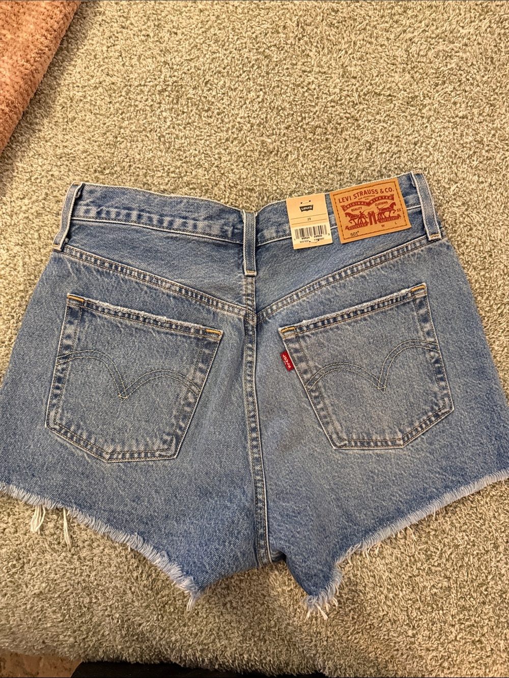 Levi's Light Blue Denim Frayed Hem Jean Shorts